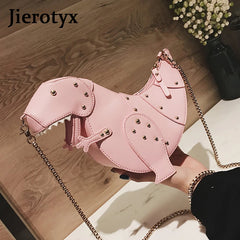 Rivet Dinosaur Leather Crossbody Mini Messenger Bag