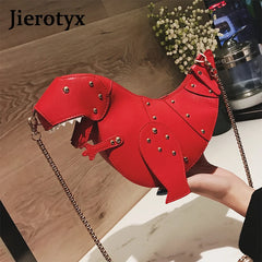 Rivet Dinosaur Leather Crossbody Mini Messenger Bag