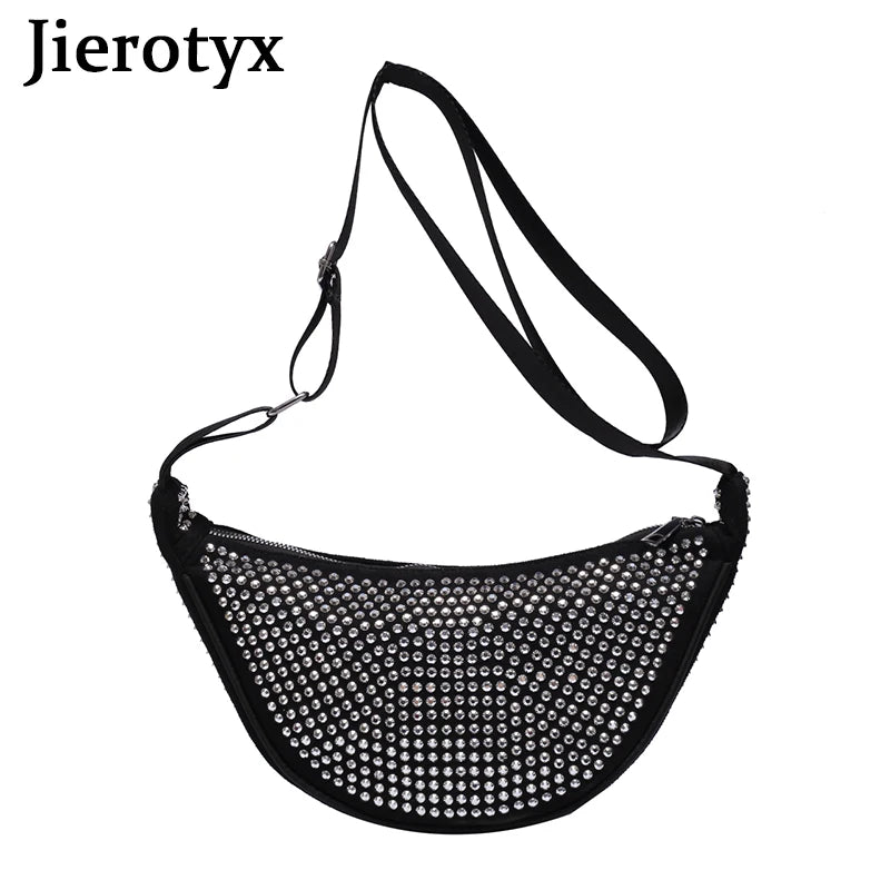 Hobos Bags Diamonds Underarm Bag Women Shoulder Strap Lady Party Rhinestone