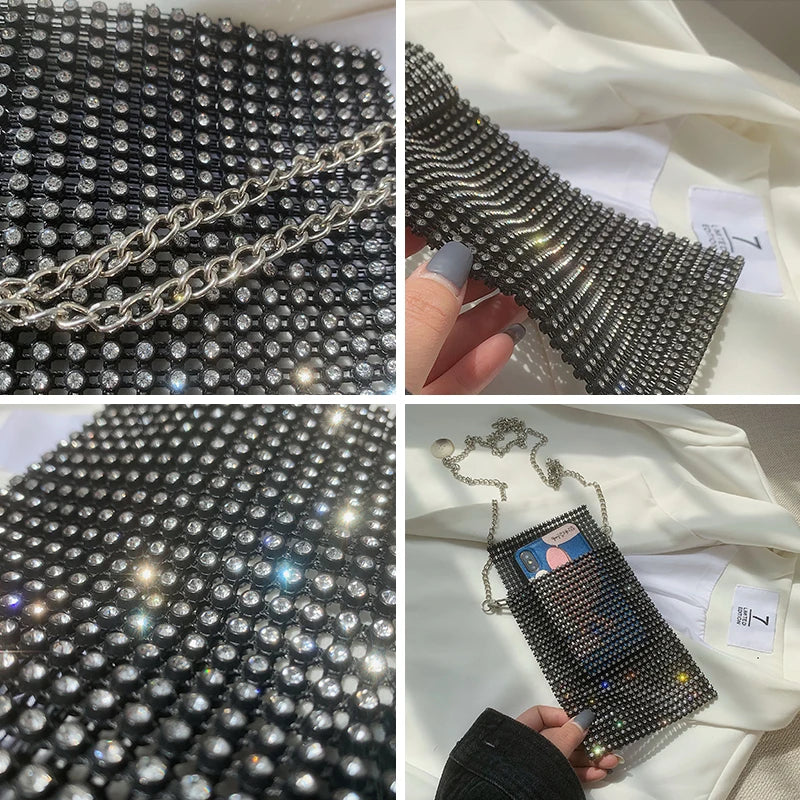 Flash Women Shoulder Bag Full Diamonds Lady Crossbody Bag Chain Diagonal Handbag