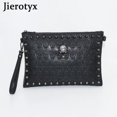 Punk Skull Rivet Clutch Handbag with Shoulder Strap