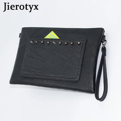 Punk Skull Rivet Clutch Handbag with Shoulder Strap