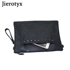Punk Skull Rivet Clutch Handbag with Shoulder Strap