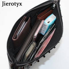 Punk Skull Rivet Clutch Handbag with Shoulder Strap