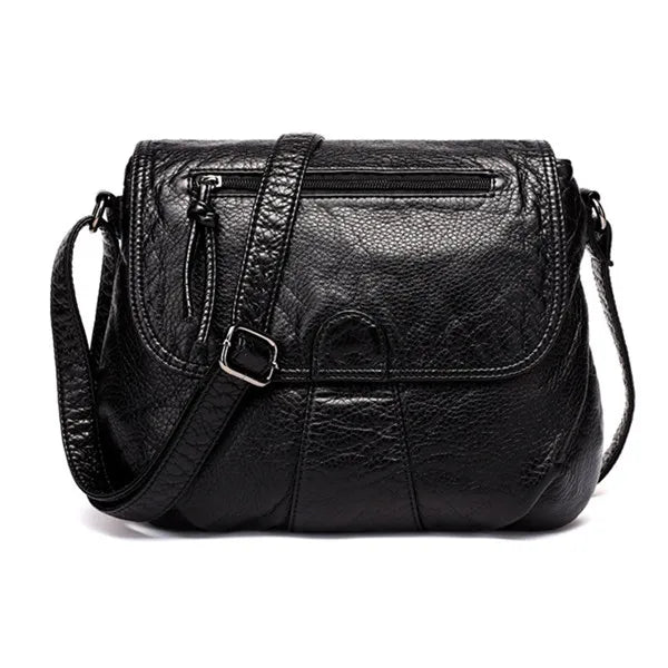 Women Messenger Bag Soft Washed PU Leather Crossbody Handbag