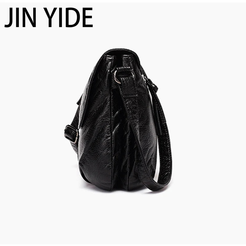 Women Messenger Bag Soft Washed PU Leather Crossbody Handbag