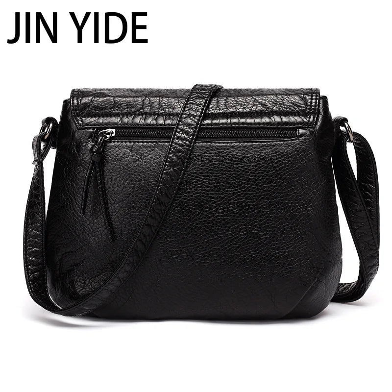 Women Messenger Bag Soft Washed PU Leather Crossbody Handbag