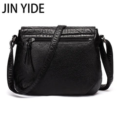 Women Messenger Bag Soft Washed PU Leather Crossbody Handbag