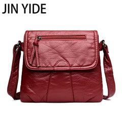 Women Messenger Bag Soft Washed PU Leather Crossbody Handbag