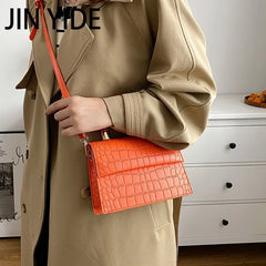 Stone Pattern Leather Crossbody Bag - Women's Fashion Accessory
