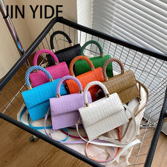 Stone Pattern Leather Crossbody Bag - Women's Fashion Accessory