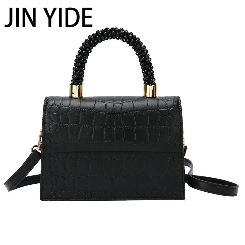 Stone Pattern Leather Crossbody Bag - Women's Fashion Accessory