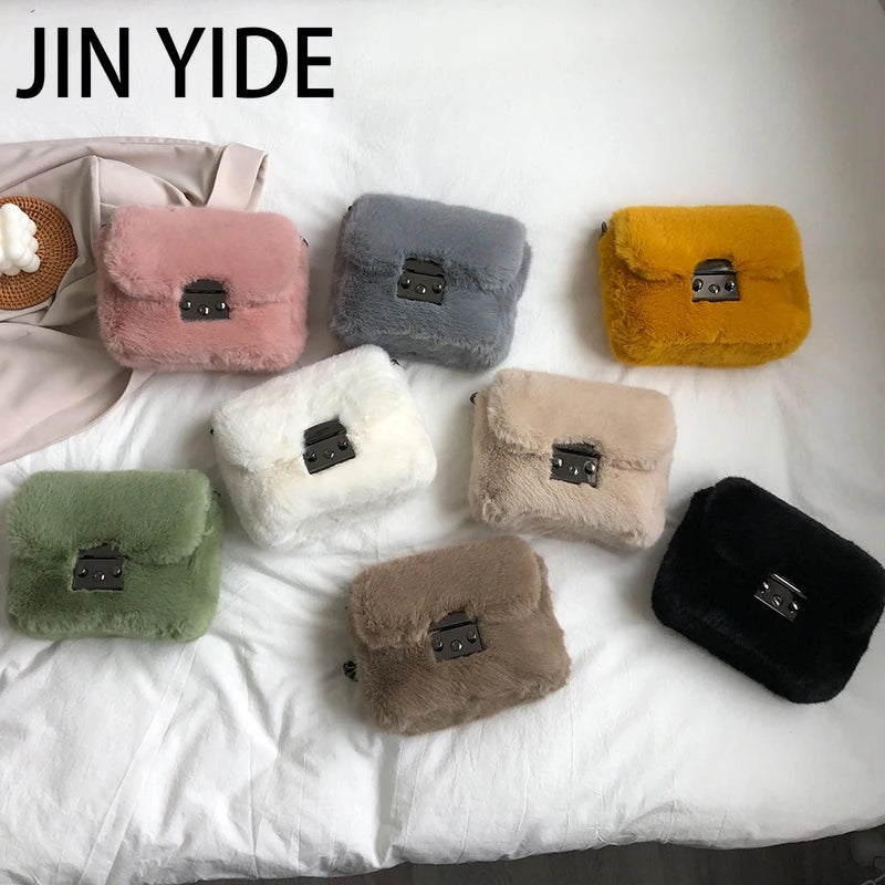 Faux Rabbit Fur Mini Handbag Chain Crossbody Bag