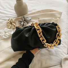 Stylish Leather Pleated Tote Travel Shoulder Bag