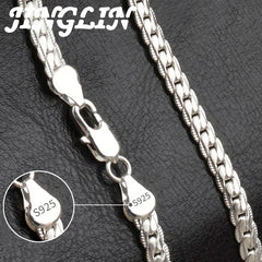 925 Silver 6mm Sideways Necklace 8/18/20/22/24 Inch Chain Wedding Jewelry