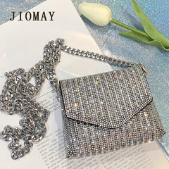 Rhinestone Clutch Purse with Chain Crossbody Bag