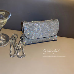 Rhinestone Clutch Purse with Chain Crossbody Bag