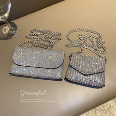 Rhinestone Clutch Purse with Chain Crossbody Bag