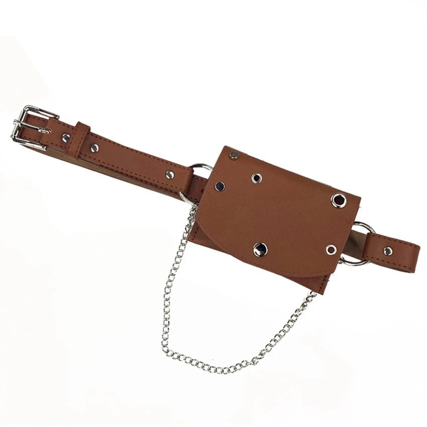 JNKET Women Waist Pack PU Leather Chain Waist Bag Messenger Bags
