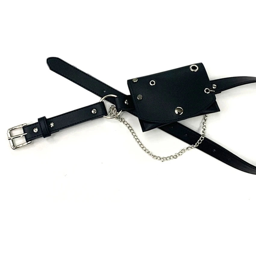 JNKET Women Waist Pack PU Leather Chain Waist Bag Messenger Bags