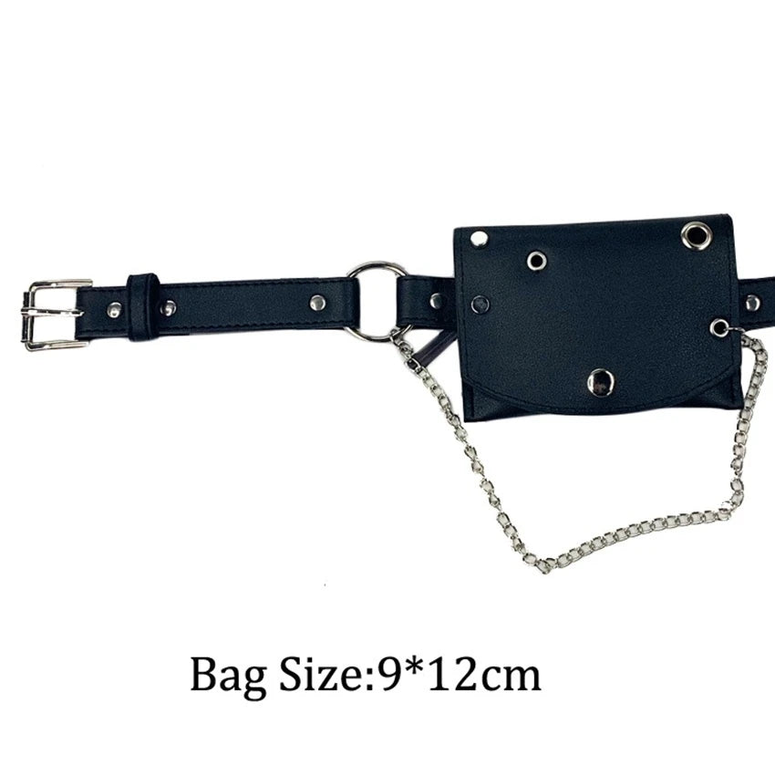 JNKET Women Waist Pack PU Leather Chain Waist Bag Messenger Bags