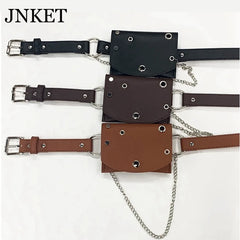 JNKET Women Waist Pack PU Leather Chain Waist Bag Messenger Bags
