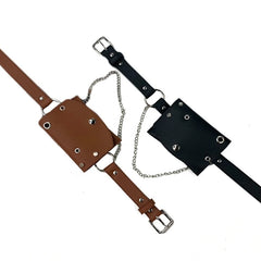 JNKET Women Waist Pack PU Leather Chain Waist Bag Messenger Bags