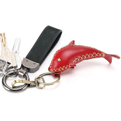 Leather Dolphin Keychain for Car Home Decor