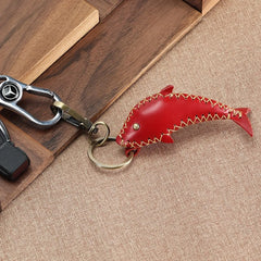 Leather Dolphin Keychain for Car Home Decor