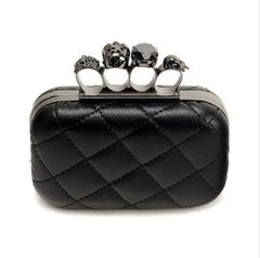 Vintage Plaid Skull Ring Evening Clutch Bag
