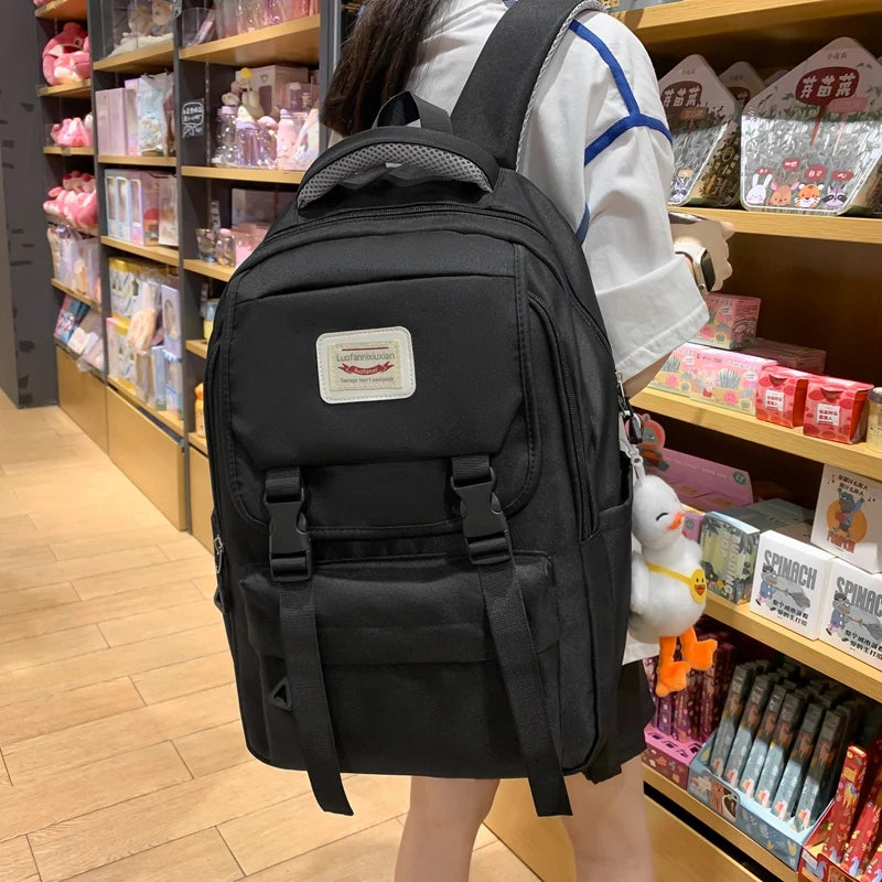 Harajuku Girl Solid Women Backpack Waterproof Nylon Travel Bag