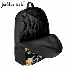 Jackherelook Flowers Print College Student School Bags 17 inch