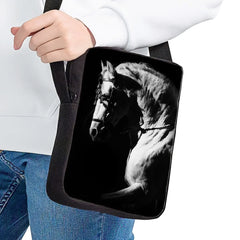 Horse Pattern 3D Print Kids Messenger Bag School Lunch Teen Crossbody