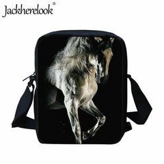 Horse Pattern 3D Print Kids Messenger Bag School Lunch Teen Crossbody
