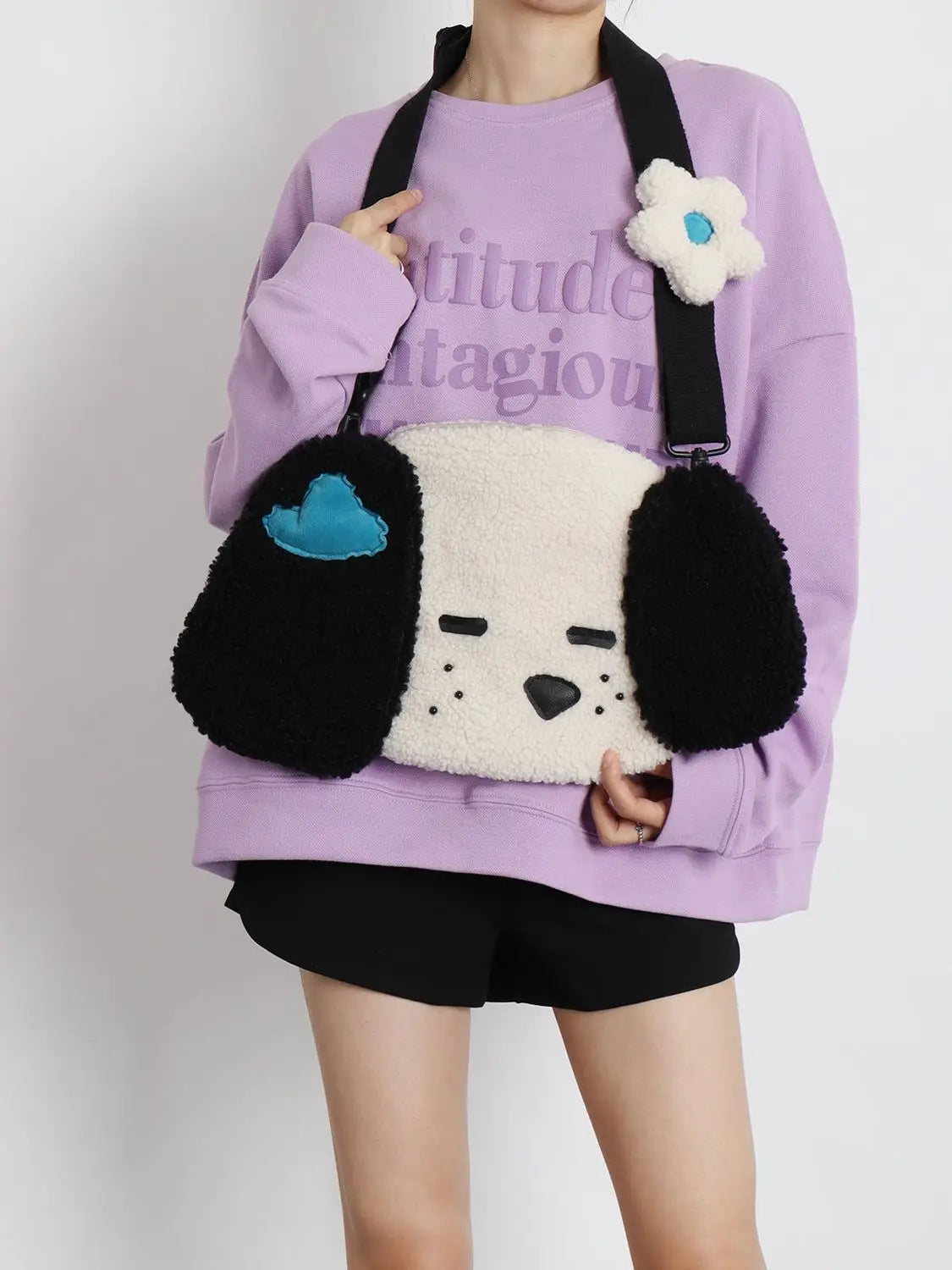 Japanese Cartoon Puppy Plush Tote Bag for Women