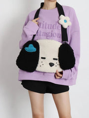 Japanese Cartoon Puppy Plush Tote Bag for Women