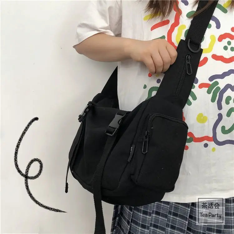 Japanese Harajuku Messenger Bag Canvas Crossbody Large Capacity Handbag