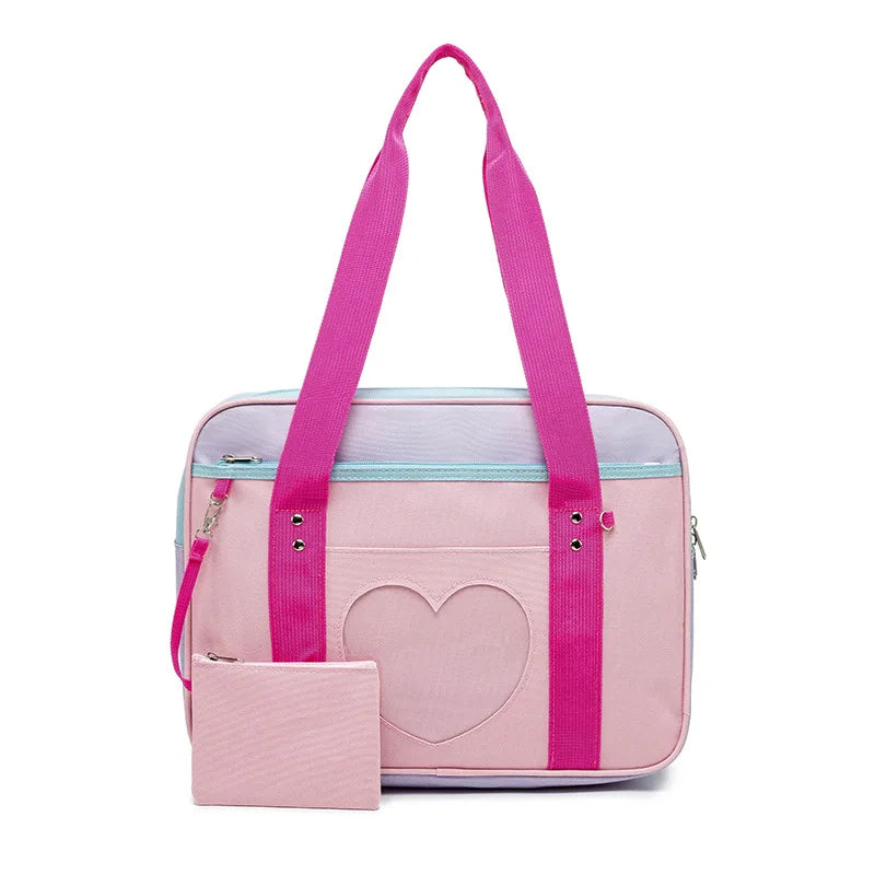 Japanese Preppy Style Pink Uniform Shoulder School Bags for Women Girls