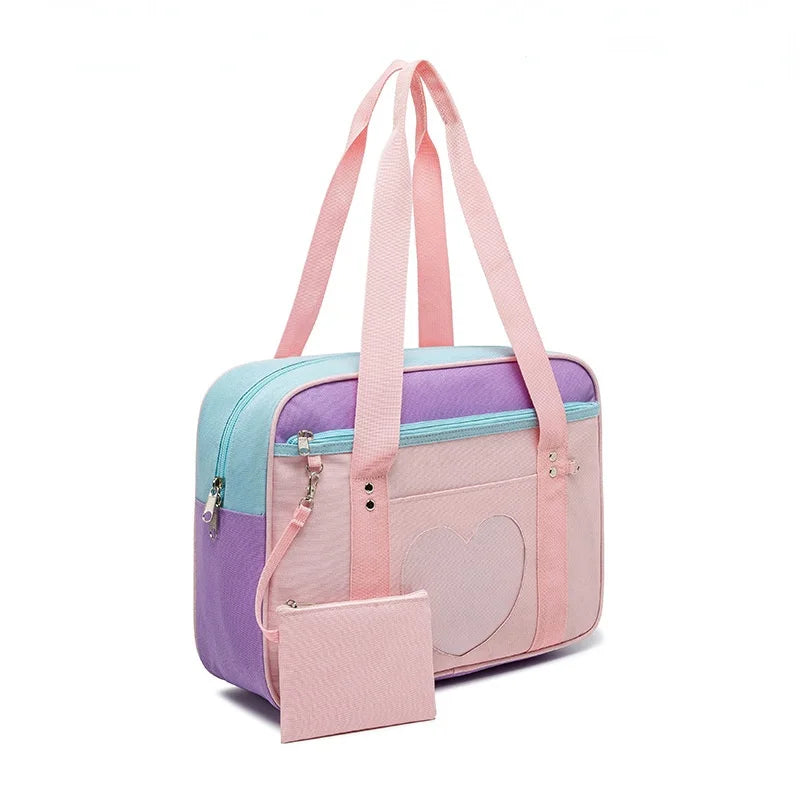 Japanese Preppy Style Pink School Bags for Women Girls