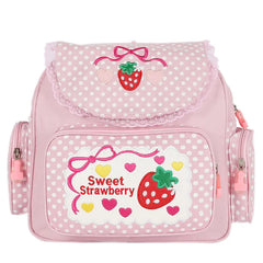 Japanese School Bags Backpack Soft Girl Sweet Embroidered Fruit Strawberry Lace