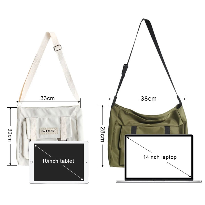 Japanese Messenger Bag Student Nylon Waterproof Canvas Crossbody Bags for Women