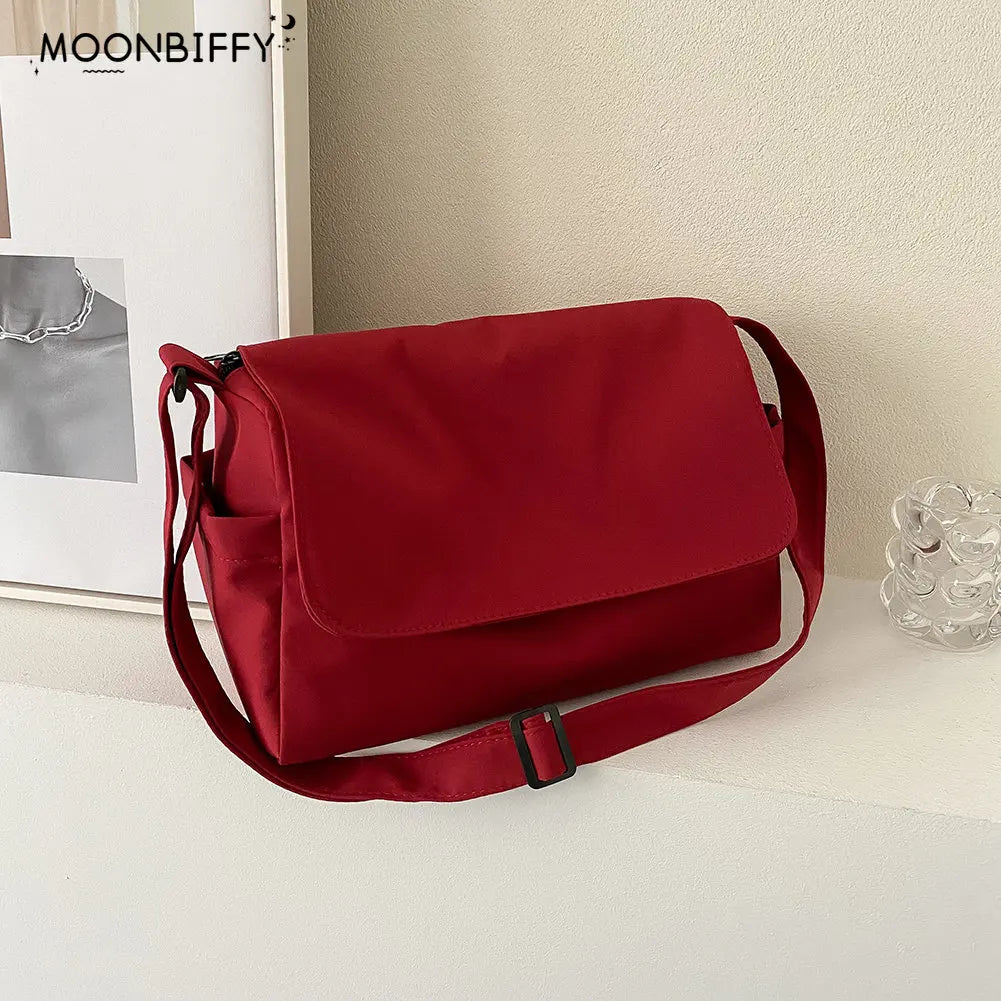 Japanese Solid Shoulder Crossbody Bag Women Oxford Cloth Big Lady Satchels