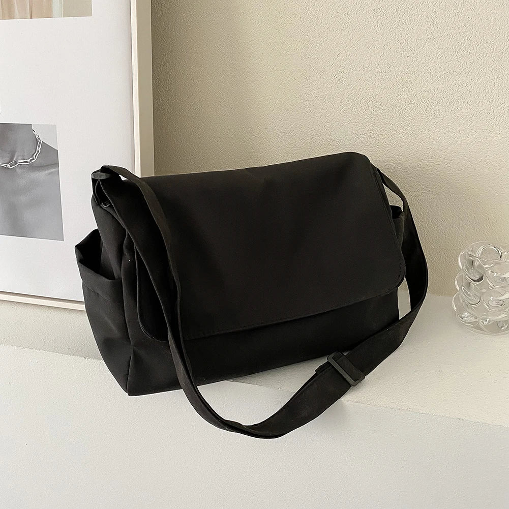 Japanese Solid Shoulder Crossbody Bag Women Oxford Cloth Big Lady Satchels