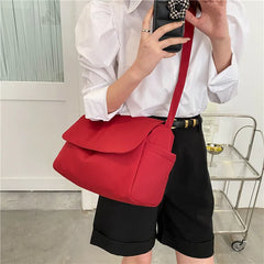 Japanese Solid Shoulder Crossbody Bag Women Oxford Cloth Big Lady Satchels