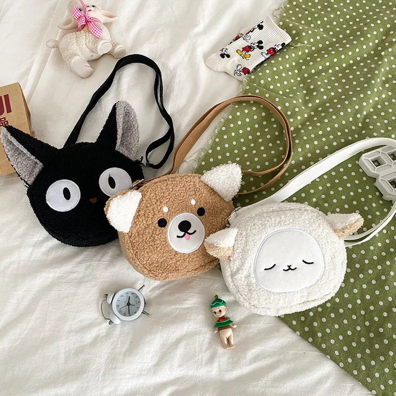 Japanese Style Plush Shoulder Bag for Women