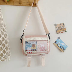 Japanese Style Small Packs Women Transparent Pocket Summer Nylon Crossbody Bags