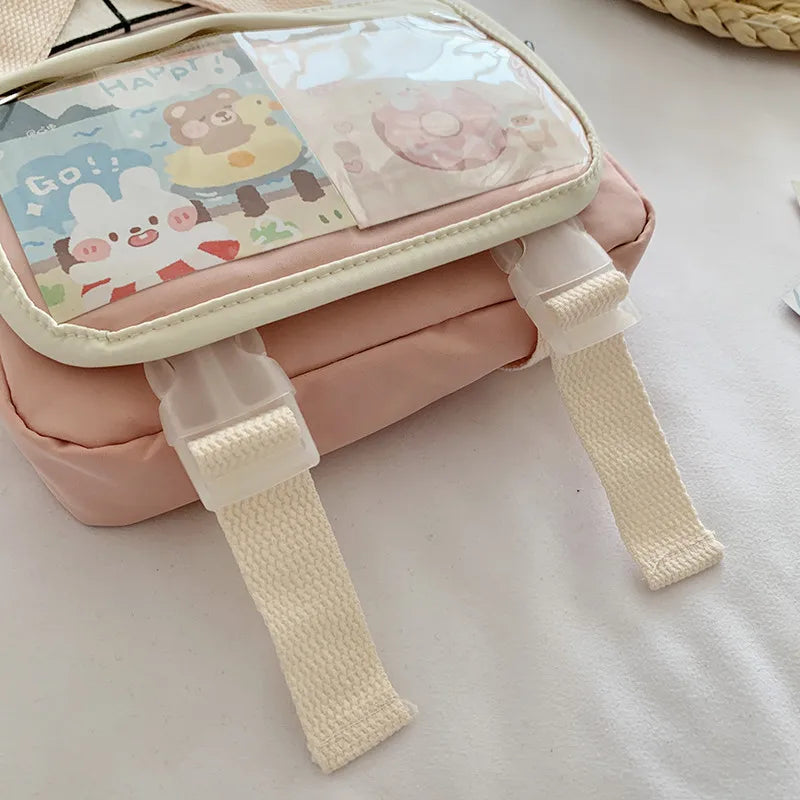 Japanese Style Small Packs Women Transparent Pocket Summer Nylon Crossbody Bags