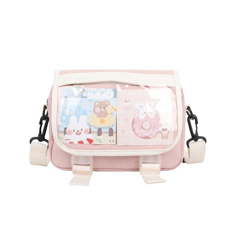 Japanese Style Small Packs Women Transparent Pocket Summer Nylon Crossbody Bags