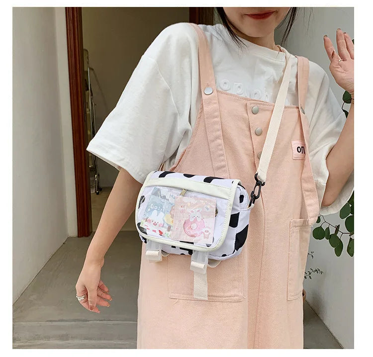 Japanese Style Small Packs Women Transparent Pocket Summer Nylon Crossbody Bags