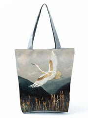 Japanese Style Ukiyoe Print Handbag Octopus Graphic Tote